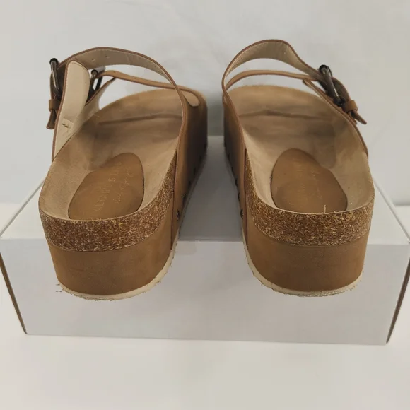 Altar’d State Serenna Platform Slide Sandals Size 9 Brown Double Buckle Boho - Picture 6 of 14